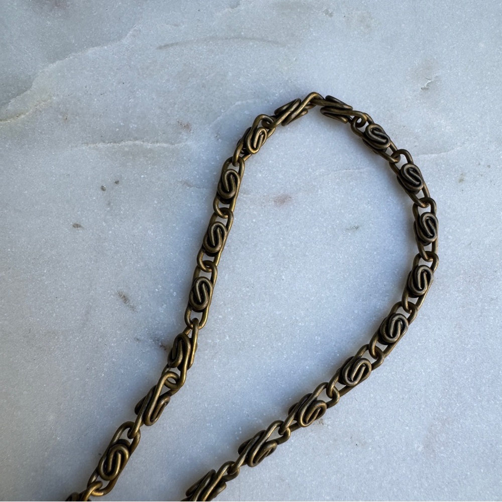 Vintage Handmade 1920s Style Beaded Stone Brass Kisslock Chain Shoulder Bag - Picture 8 of 12